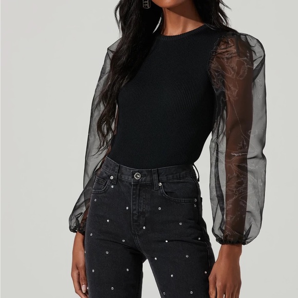 ASTR Audrina Chiffon Sleeeve Sweater - Picture 2 of 6